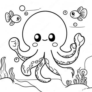 Halaman Mewarna Kraken Comel Di Bawah Laut 99162-37837