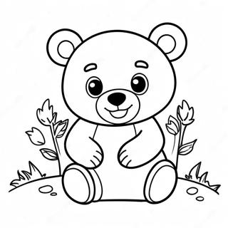 Halaman Mewarna Beruang Kecil Yang Ceria 99576-38360