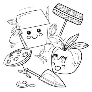 Halaman Mewarna Alat Berkebun Yang Comel 99602-38379