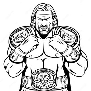 Halaman Mewarna Triple H Memegang Dua Gelanggang 99 2377